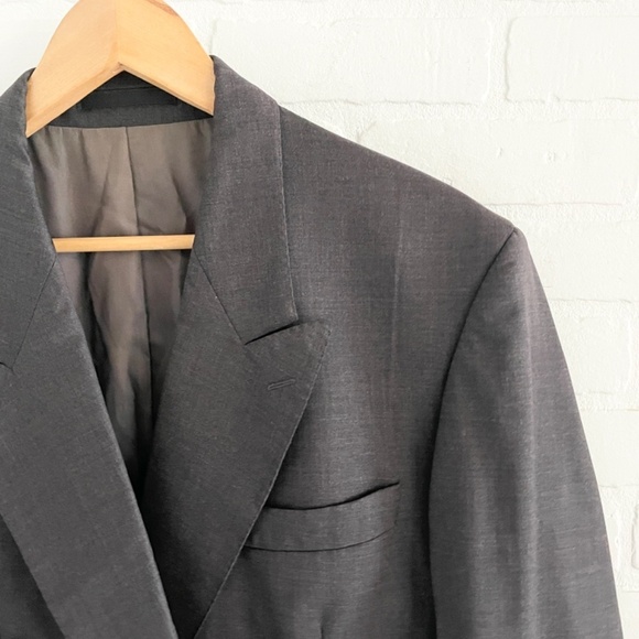 Loro Piana x Bayard Men’s Blazer Double Breasted Wool Black Dark gray Sz 54 - Picture 3 of 10